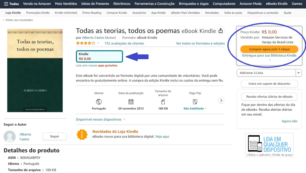 Site Amazon - página de livro