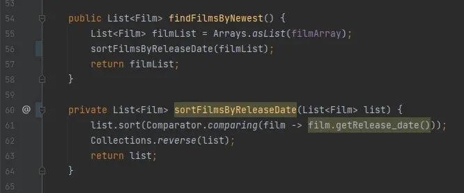 findFilmsByNewest method