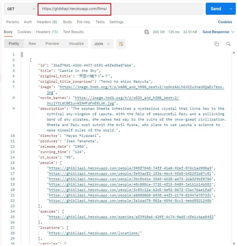 API URL in Postman