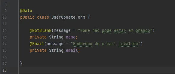 Classe UserUpdateForm