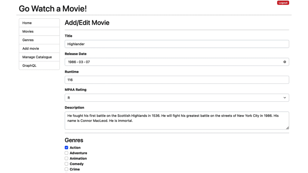 Add/Edit Movie